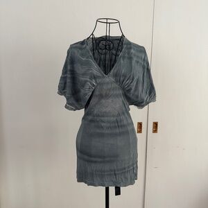 Custo Barcelona Draped Tunic Top (grey tie dye pattern)